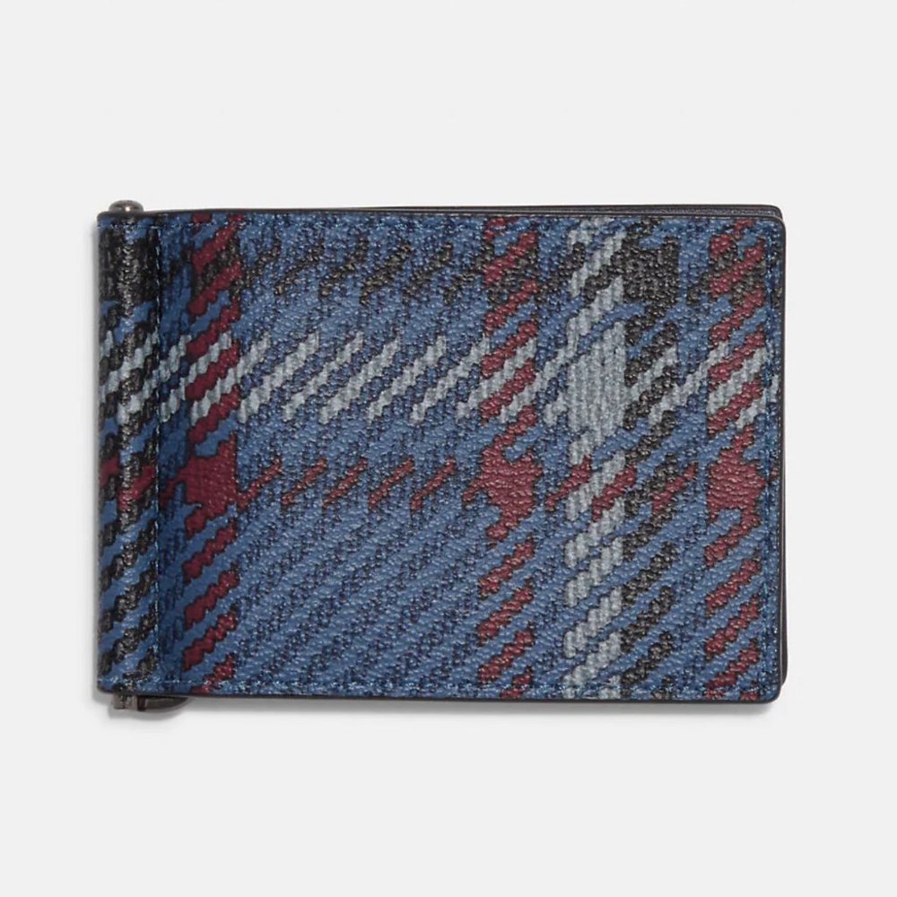 Coach Plaid Wallet With Money Clip, Brand New!